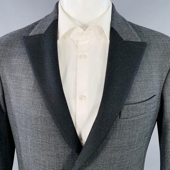 DIRK BIKKEMBERGS Size 36 Grey Black Polyester Wool Peak Lapel Sport Coat - Picture 2 of 11